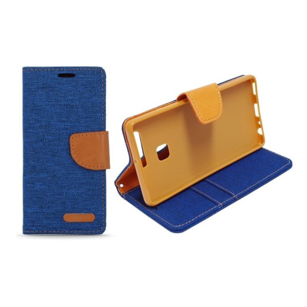 LG K8 (2016) - Smart Canvas Fodral Mobilplånbok - Mörkblå Mörkblå