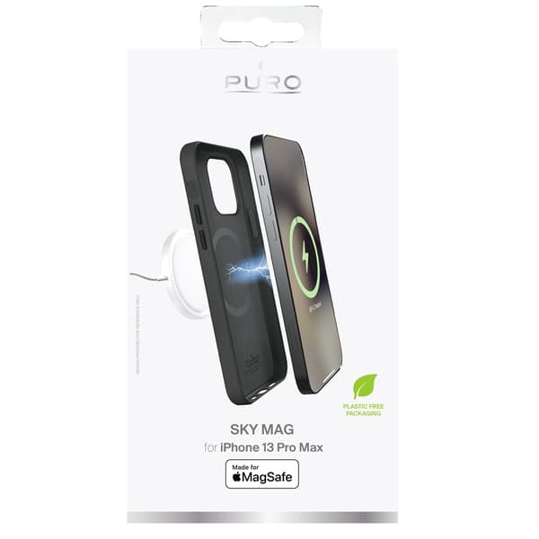 iPhone 13 Pro Max - Puro MagSafe SKYMAG Skal Leather Look Svart Black