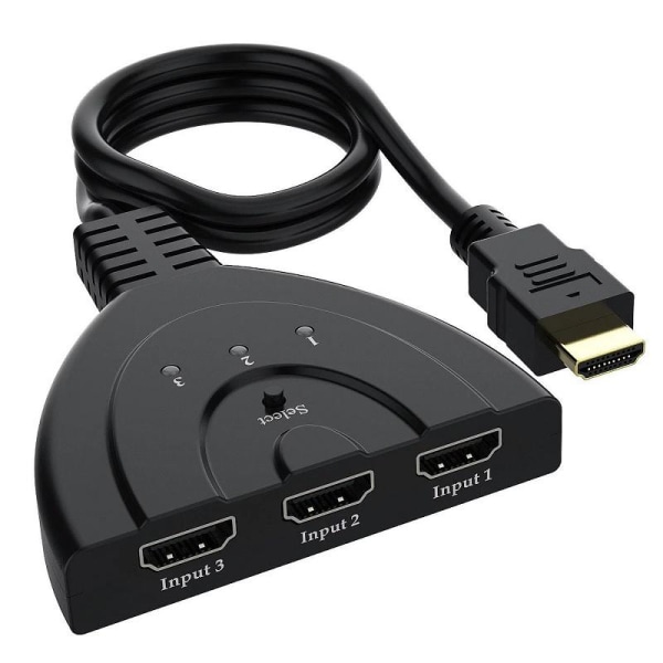 HDMI Switch / Splitter 3 tuloa 1080P musta Black