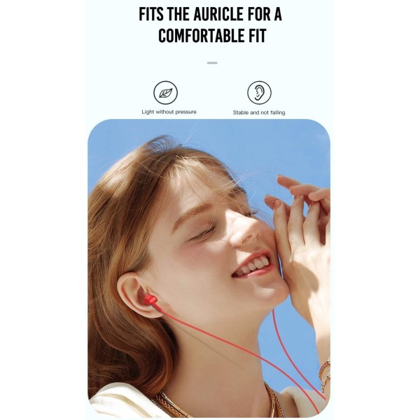 In-Ear Kablede hovedtelefoner med mikrofon 3,5 mm iPhone Samsung Red Red