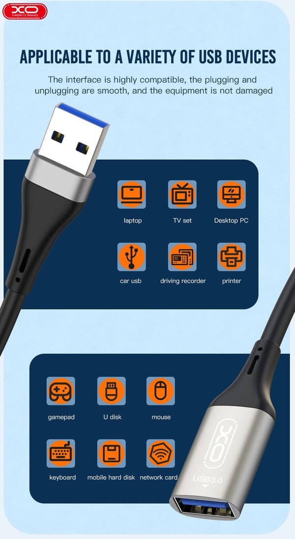 3m USB-A Hane till USB-A Hona Förlängningskabel – Snabb Dataöverföring Black