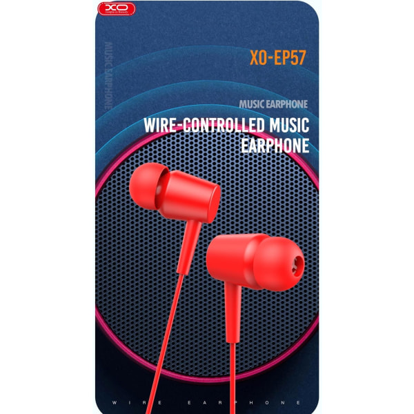 In-Ear langalliset kuulokkeet mikrofonilla 3,5 mm iPhone Samsung Red Red