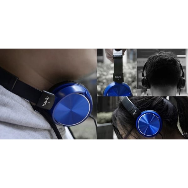 HAVIT Stereoljud Wired Hörlurar med mikrofon - Blå Blå