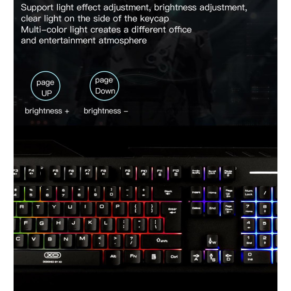 XO RGB Backlit Mekaniskt Metall Gaming LED Tangentbord Svart