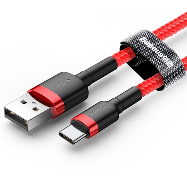 Baseus USB-C Hurtig opladning Ladekabel Samsung / Android -3m Red