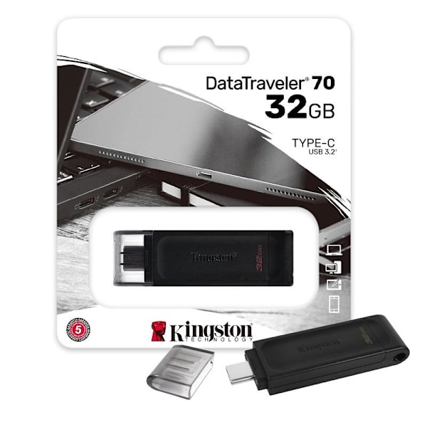 32GB Kingston DataTraveler USB-C-kontakt USB-minne Svart