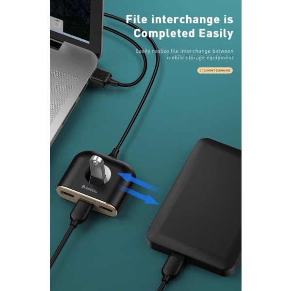 BASEUS Square Round USB Hub with Power Supply Interface Black