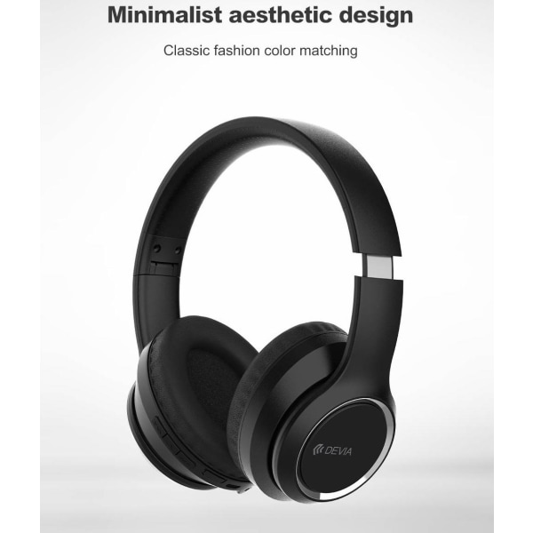 Devia Kintone Vikbara On-Ear 40mm rådlösa Bluetooth HD-hörlurar Black