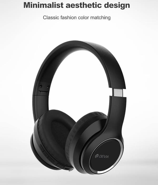 Devia Kintone Vikbara On-Ear 40mm trådlösa Bluetooth HD-hörlurar Black