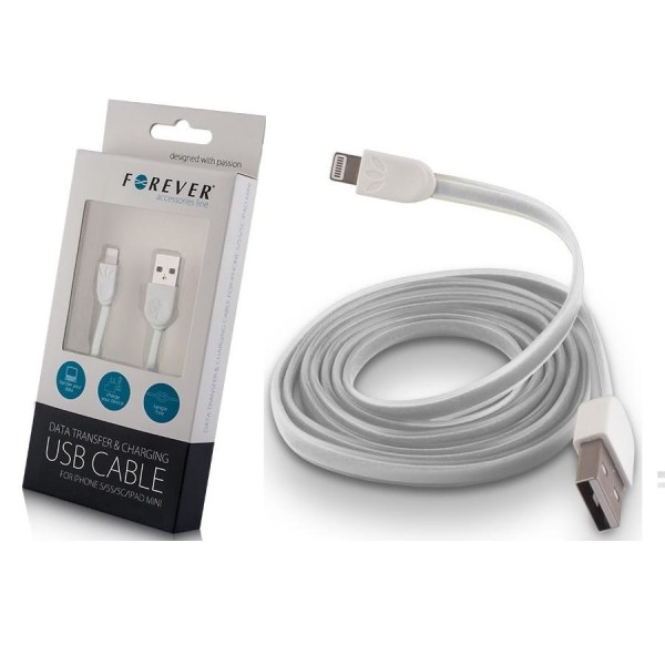 Forever Lightning kabel til iPhone 5 / 5s / 5c / iPad Mini White