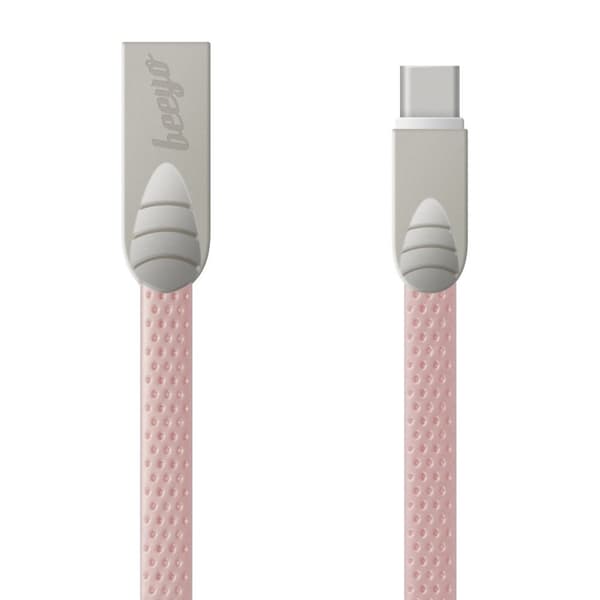 Beeyo USB-C 2Amp Flat kabel för Smartphones - 1m Pink