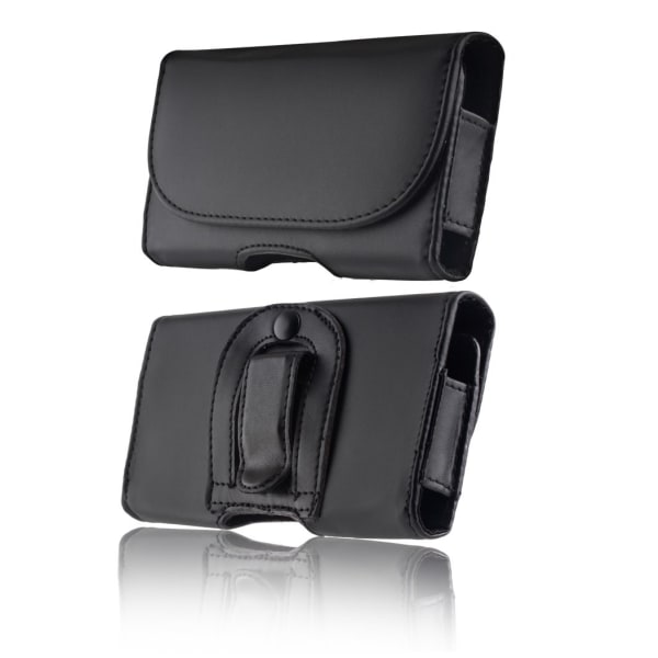 Eco-læder mobil bæltehylster til mobil størrelse op til 5" Black