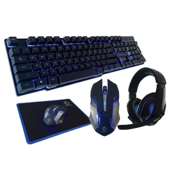 Rebeltec Gaming Set - Tastatur + Hovedtelefoner + Mus + Musemåtte Black