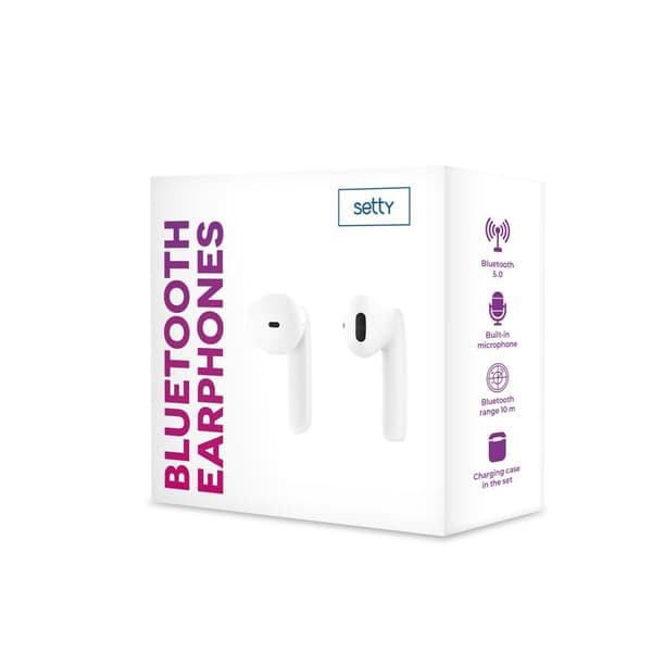 TWS BT 5.0 Stereo Hörlurar med laddbox - Vit White