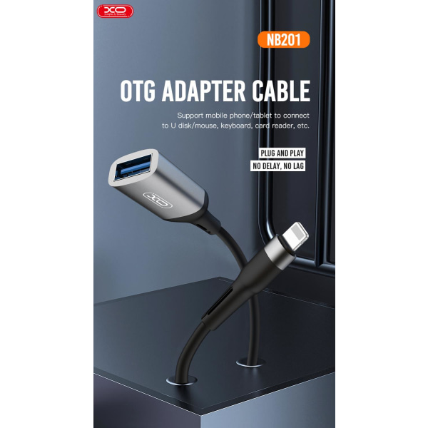 OTG-adapter USB-C till USB, laddning och dataöverföring Svart
