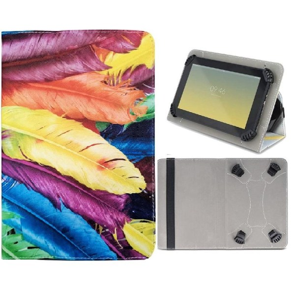 Universal Flip Case til 9-10,2" tablets - Fjer Multicolor