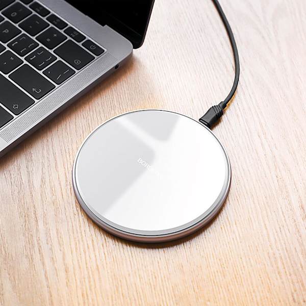 Borofone Preference QI 10W trådløs oplader til iPhone / Android Silver