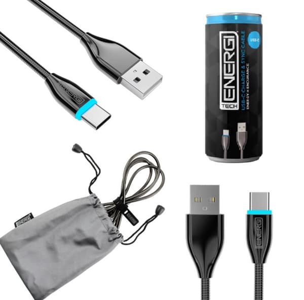 TechEnergi USB-C Laddning och Sync USB Cable - 1.2m Black