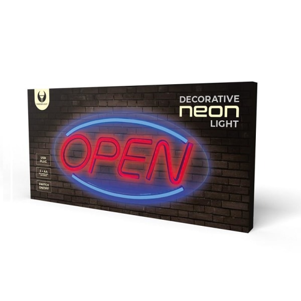 Neon PLEXI LED OPEN Batteri + USB Forever Light Blå röd multifärg