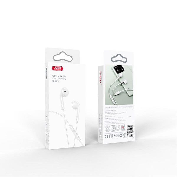 in-Ear USB-C hörlurar för Samsung iPhone 15, 16 och Mobil med USB-C Kontakt White