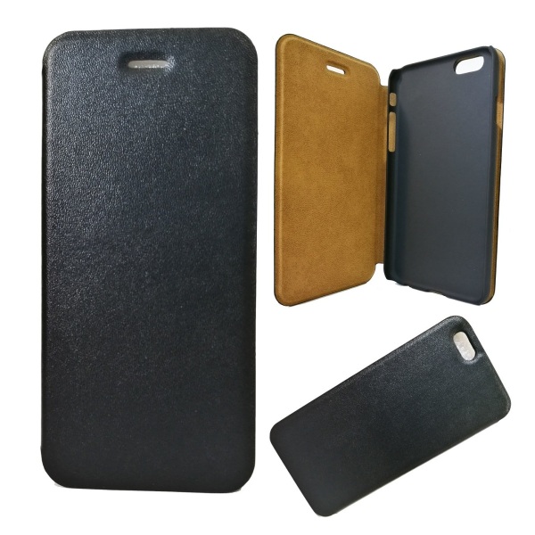 iPhone 6 Plus / 6s Plus - Eco-Läder Slim Flip Case - Svart Svart