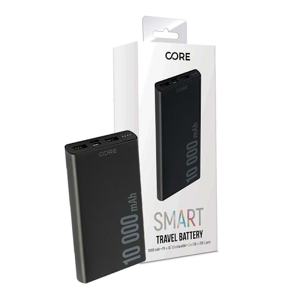 10000Mah PD + QC USB-C Hurtigopladning Forever Core Powerbank Black