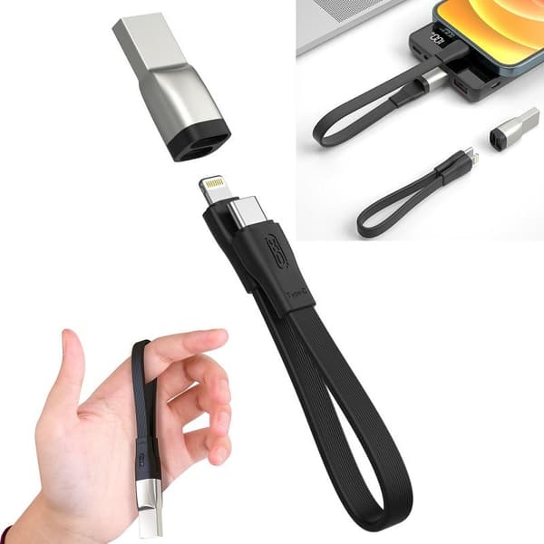 20W PD Snabbladdare Lightning till USB-C 2i1 bärbar USB-datakabel Black