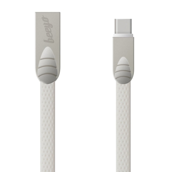 Beeyo USB-C 2Amp fladt kabel til smartphones - 100cm White
