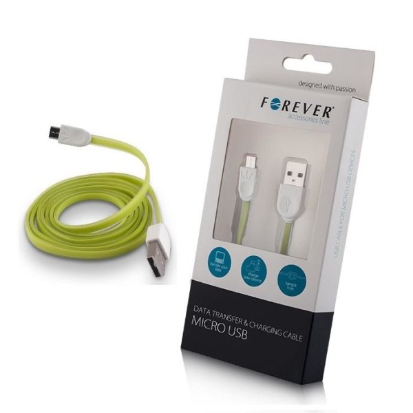 Forever Micro USB Data SYNC Kabel 100cm - Grøn Green