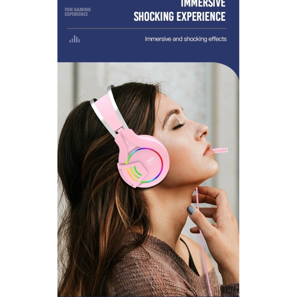 XO Stereo Gaming Hovedtelefoner med kabel 3,5 mm jack lyserød Pink