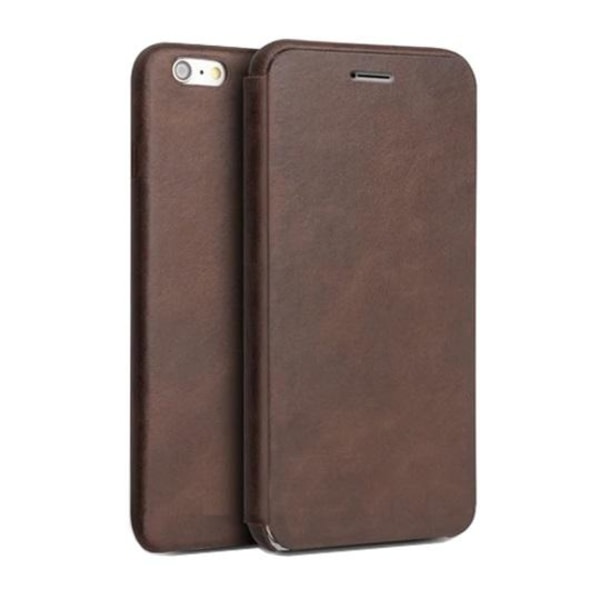 iPhone 6 / 6s - Eco-Läder Toppkvalitet Slim Flip Case - Brun Brun