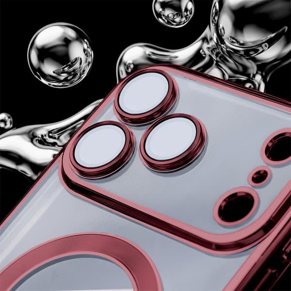 iPhone 18 Pro / iPhone 17 Pro - MagSafe-kompatibelt Chrome Skal - Dark Cherry Transparent