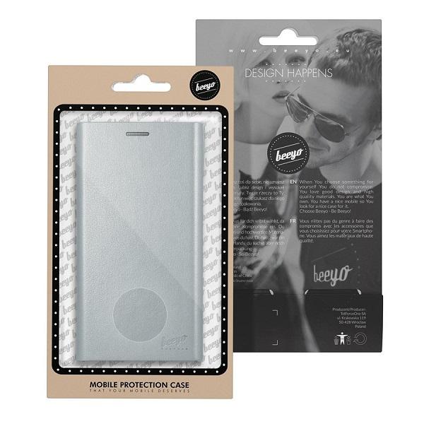 iPhone 7/8 Beeyo Book Grande Flip Case mobiililompakko - hopea Silver