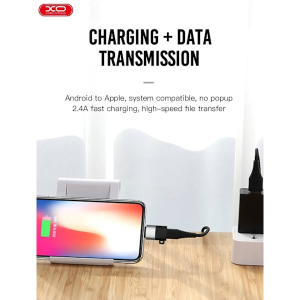 microUSB til Lightning Adapter - Opladning / Dataoverførsel Black