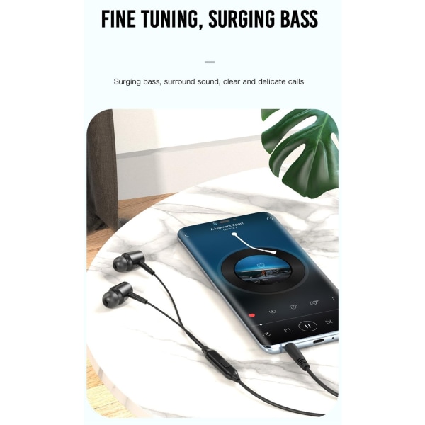 In-Ear Kablede hovedtelefoner med mikrofon 3,5 mm iPhone, Samsung Black