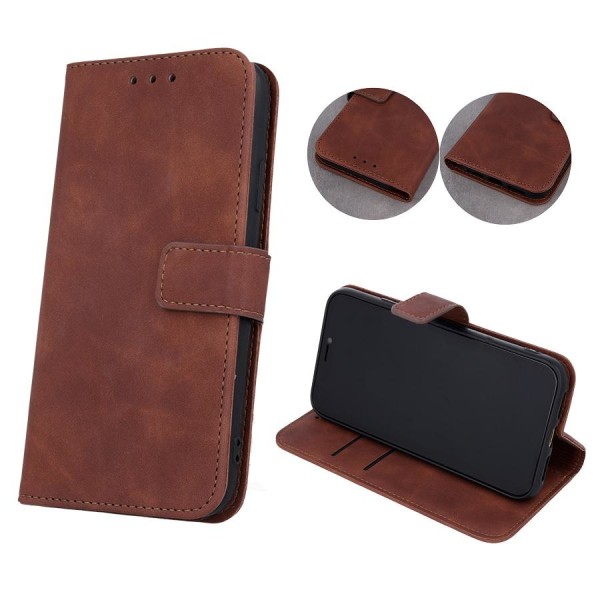 Samsung Galaxy A22 5G - Book Case Fodral Mobilplånbok - Brun Brown