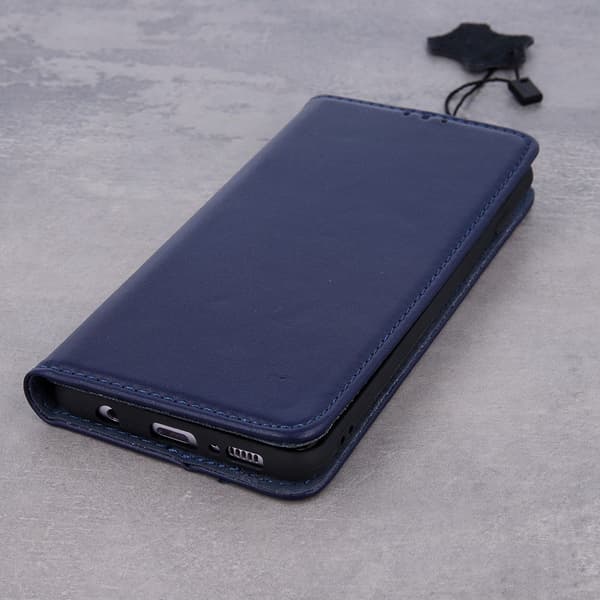 iPhone 17 Pro Max - Äkta Läder Smart Pro Plånboksfodral – Marinblå Marine blue