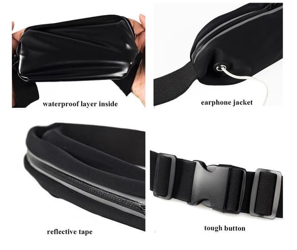 Universal Zipper Midjeväska för Mobilstorlek till 6,2" Svart