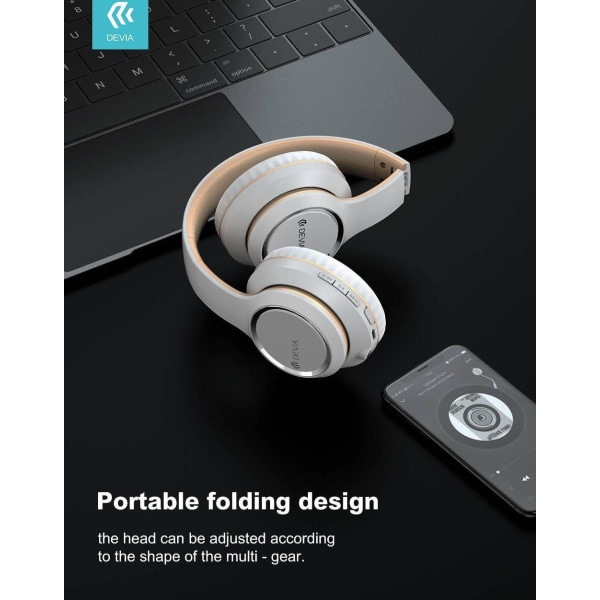 Devia Kintone foldbare On-Ear trådløse Bluetooth HD-hovedtelefoner White