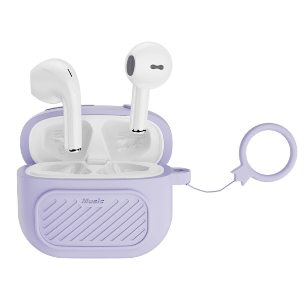 XO TWS BT 5.0 Stereo-hovedtelefoner med opladningsboks Silikonetui Lilla Purple