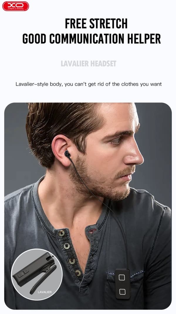 XO LAVALIER Smart Business Bluetooth-hörlurar. Black