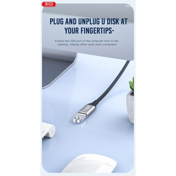 USB-A Hona till USB-A Hane Förlängningskabel XO NB219 USB2.0 3m Svart