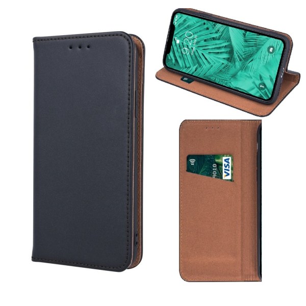Samsung Galaxy S10 Plus - Äkta Läder Mobilplånbok - Svart Black