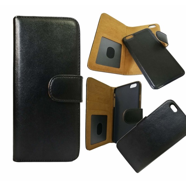 iPhone 6 Plus/6s Plus Eco-Leather Mobile lompakko irrotettava takakansi Black