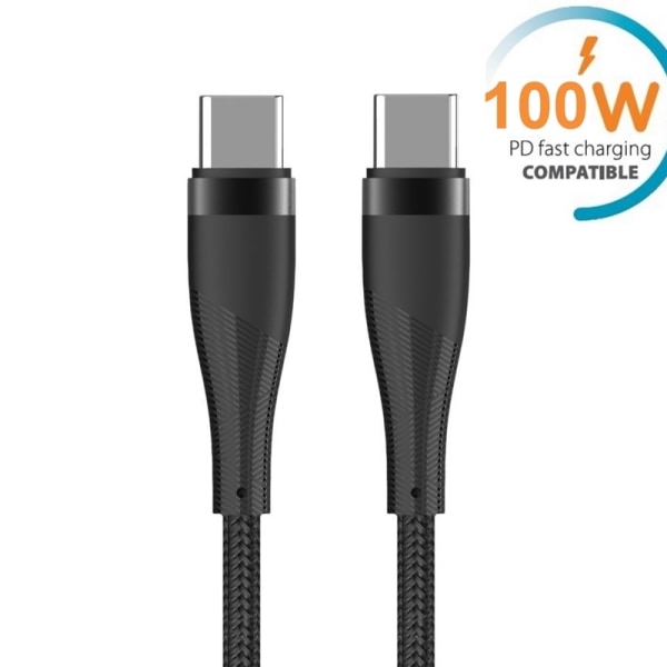 100W USB-C Til USB-C PD Hurtig opladningskabel Samsung, iPhone Black