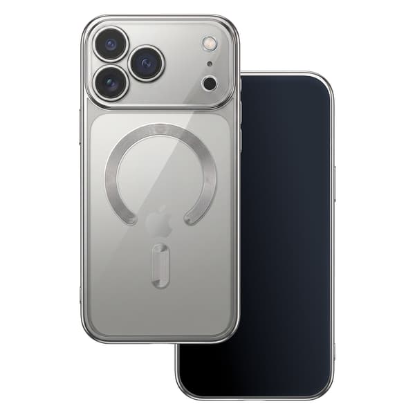iPhone 18 Pro / iPhone 17 Pro - MagSafe-kompatibelt Chrome Skal - Silver Transparent
