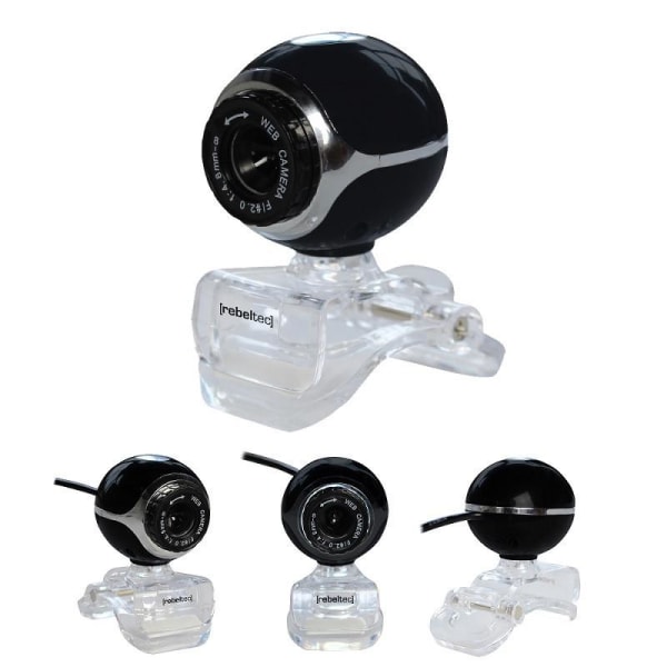 Rebeltec Vision USB Webcam med Mikrofon Sort Black