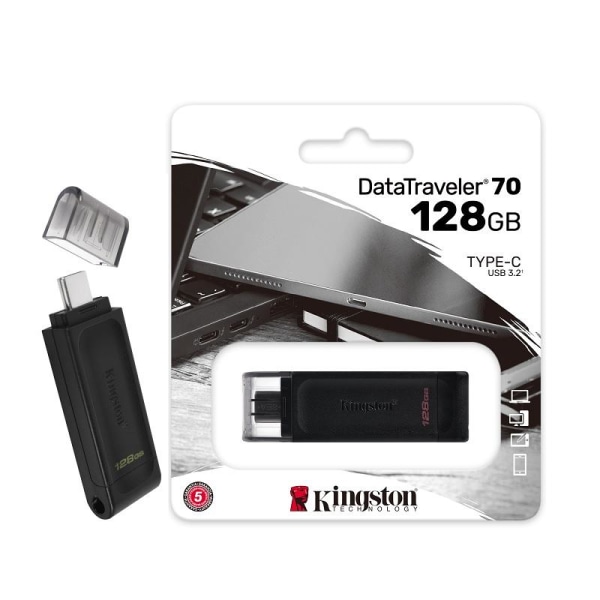 Kingston 128GB DataTraveler USB 3.2 med USB-C-kontakt Black