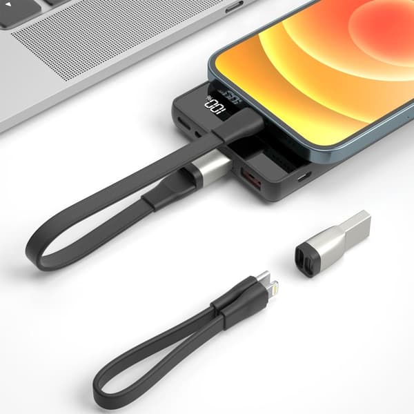 20W PD Snabbladdare Lightning till USB-C 2i1 bärbar USB-datakabel Black