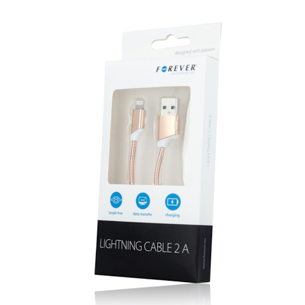 iPhone Snabbladdning Lightning kabel för iPhone / iPad - 2Amp Rosa guld